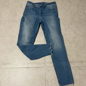 Mid wash skinny ankle jeans